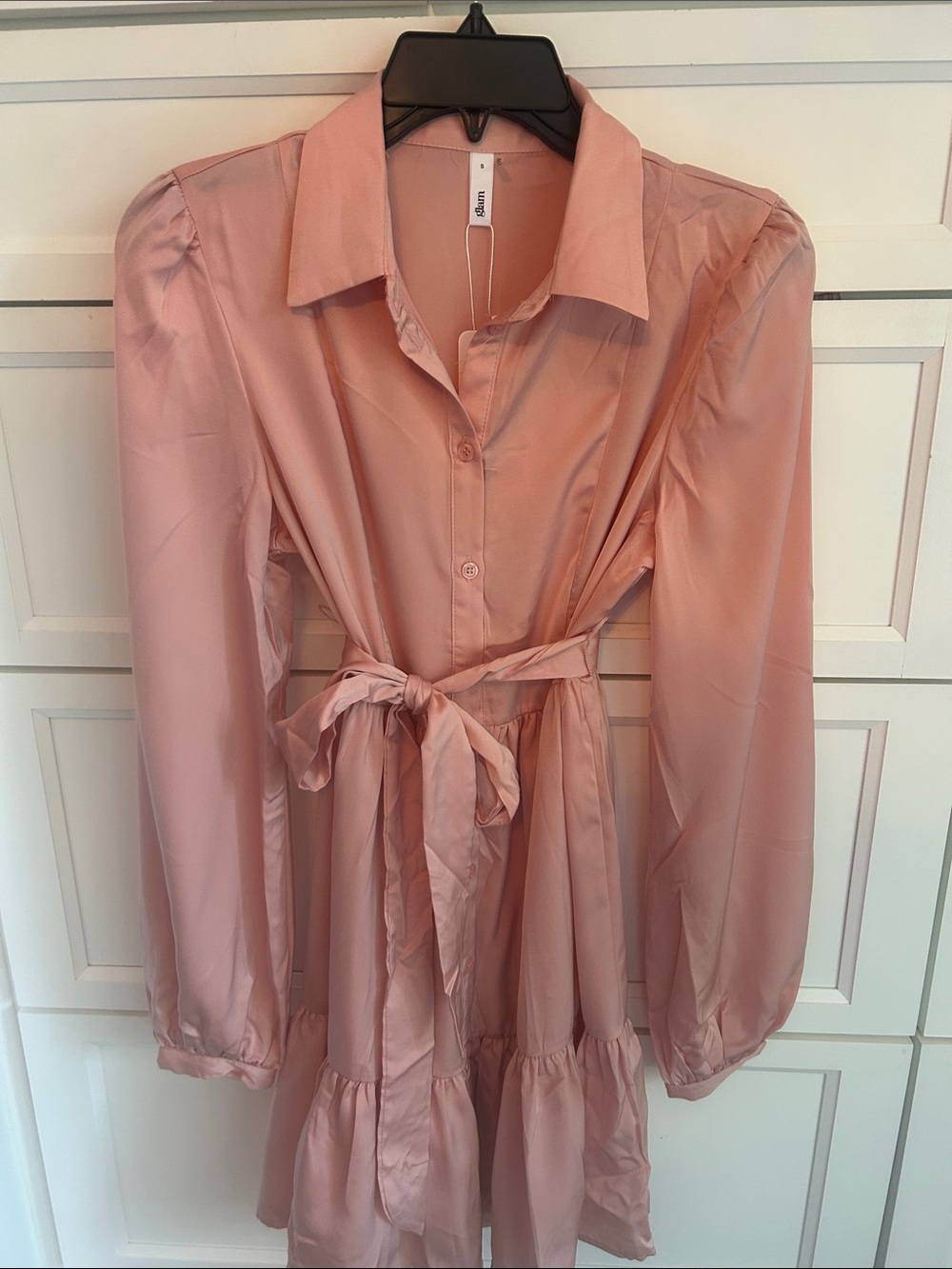 Glam brand Pink Faux Silk Tie Dress